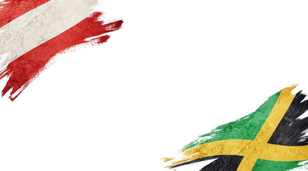 Drapeaux de l'Autriche et de la Jamaïque sur fond blanc — Photo